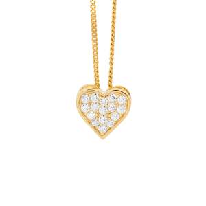Ellani Collections: Ellani Gold CZ Pave Heart Necklace