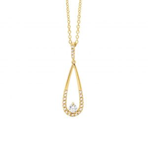 Ellani Gold CZ Teardrop Pendant