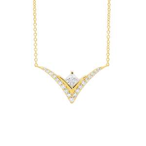Ellani Gold CZ V-Shaped Necklace