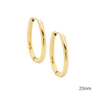 Ellani Gold Steel 23mm Tube Hoop Earrings