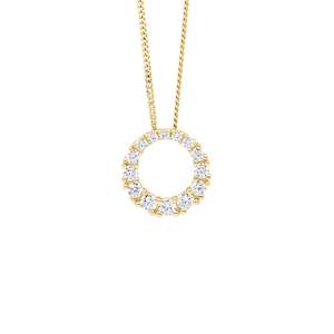 Ellani Collections: Ellani Gold CZ 13mm Circle Pendant