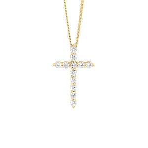 Ellani Gold CZ Cross Pendant