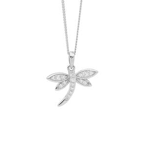 Ellani Collections: Ellani Silver CZ Dragonfly Pendant