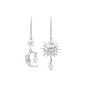Karen Walker Silver Sun & Moon Pearl Drop Earrings