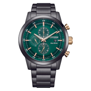 Men's Eco-Drive Black Steel Chronograph