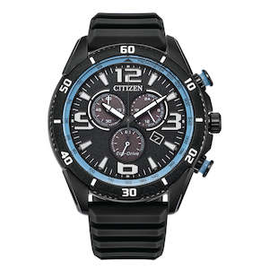 Citizen Eco Drive Watches: Citizen Eco-Drive Gents Black & Blue Chronograph