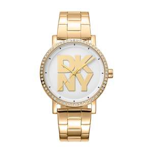 Ladies Watches: DKNY Midi Gold with Crystal set Bezel