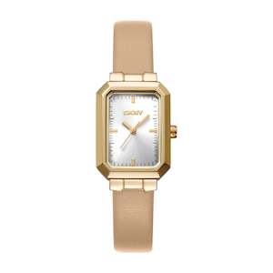 DKNY Midi Gold Rectangle Dial with Nude Leather