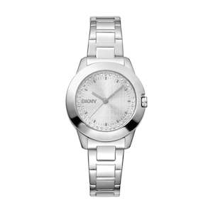 Ladies Watches: DKNY Midi Silver Watch with Glitzy Dial