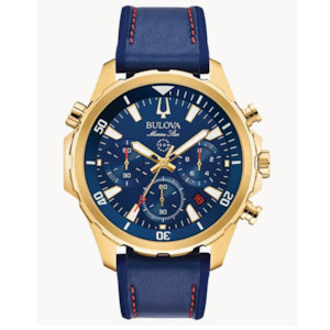 Bulova Gents Marine Star Gold & Blue Watch