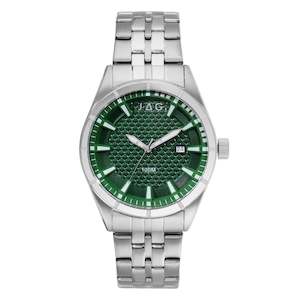 Mens Watches: JAG 'Forster' Gents Green Dial Steel Watch