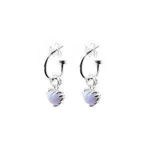 Silver Earrings: SGC Blue Lace Agate Love Anchor Earrings