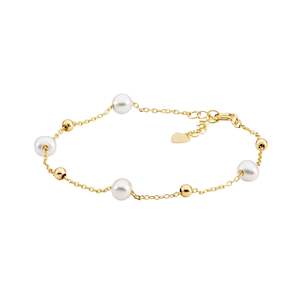 Bracelets Bangles: Ellani Gold Pearl Chain Bracelet