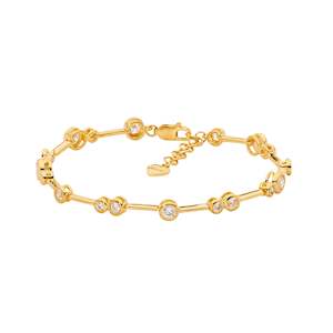 Bracelets Bangles: Ellani Gold Bezel Set CZ Bracelet
