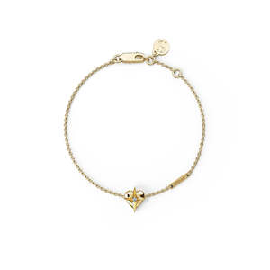 Bracelets Bangles: Stolen Girlfriend's Club Gold Celestial Heart Bracelet with Blue Topaz