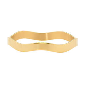 Bracelets Bangles: Ellani Gold Steel Wavey Bangle