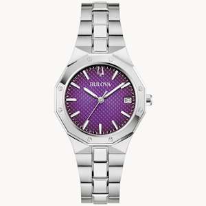 Bulova Ladies Purple Dial Steel Watch