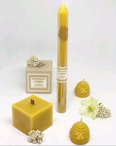 Natural Beeswax: Pure Beeswax Candle - Round Taper - Short