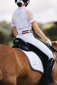 Breeches: Equestrian Collective Black Seat White Competition Technical Tights