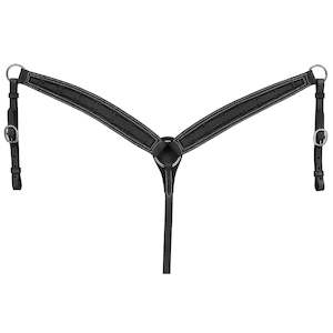 Breastplate Martingale: Royal King Barbed Wire Tooled Tapered Breastcollar