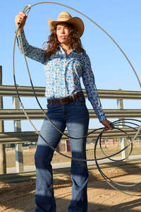 Shirts: Wrangler Women's Alissa Print Western Long Sleeve Shirt