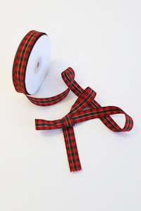 Ribbons Cords Strings: Classic Plaid Ribbon 15mm (unit 1 + 10)
