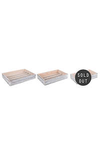 Rectangle Wooden Tray Whitewash (unit 4 + 20)