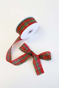 Plaid Ribbon w/ Gold Thread 35mm (unit 1)
