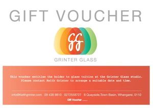 Products: Grinter Glass Glass Blowing Voucher, Glass blowing Voucher