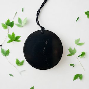 X-Large Shungite Pendant - 52mm Diameter Pendant on Adjustable Cord - Genuine Sh&hellip;