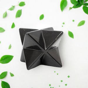 emf: Shungite Merkaba Star - Polished Shungite Stone Star 40mm