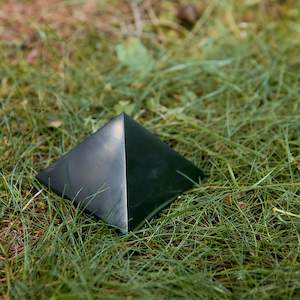 Frontpage: Polished Shungite Pyramid - 60mm - Genuine Shungite Pyramid