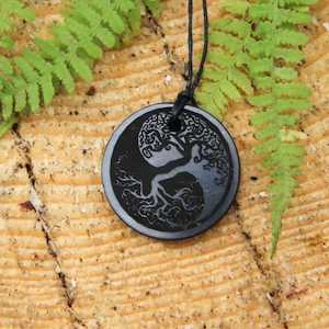 Health And Wellness Essentials: Shungite 'Tree of Life' Pendant - Ying/Yang Symbol