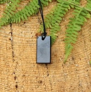 Shungite Healing And Protection Shungite Nz: Shungite rectangular pendant - SECONDS