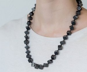 Shungite Healing And Protection Shungite Nz: Beautiful Shungite 50cm necklace with Rhombic beads