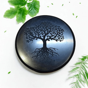 Frontpage: Shungite Stone Glass Stand / Coaster - Tree Of Life Engraved