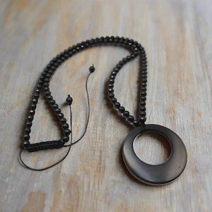 Shungite Double Circle with Beads Necklace - Genuine Shungite