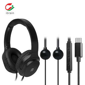 Air tube On Ear Headphones BLACK - TYPE C Connector