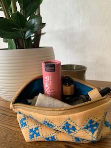 Bags: Mustard Cotton Handcrafted Pouch Medium