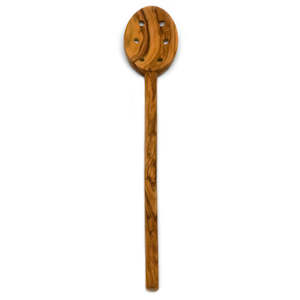 Kitchen Utensils: Oval Olive Wood 30cm Spoon with Holes