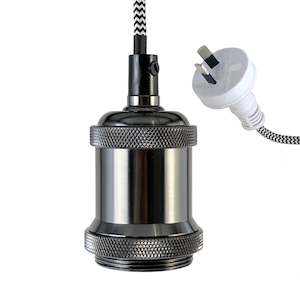 Grow Lights: Plug-In Pendant Cord E27 60W - Gunmetal