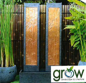 Products: Twin Tower Bamboo Wall Fountain – Grow Landscape & Lifestyle