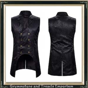 Waistcoat: Victorian Gothic Tailed Brocade Waistcoat
