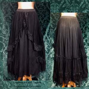 alternative: Madrigal Tiered Gothic Courtesan Skirt - Size 12 to 16