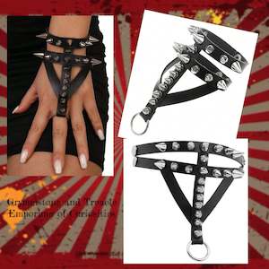 bondage: Punk Spiked Double Wrist Cuff Slave Bracelet