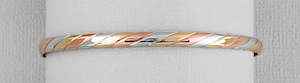 9ct Tri Gold Twisted half round bangle