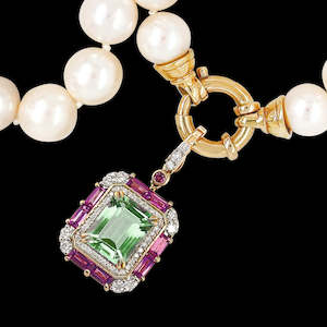 Necklaces And Pendants: 9ct Yellow Gold Mint Quartz, Rhodolite Garnet & Diamond Enhancer