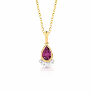 Necklaces And Pendants: Rhodolite & Diamond Pear Shape Pendant