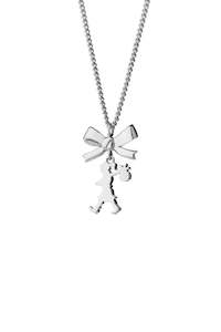 Sterling silver Mini Girl With a Bow Necklace