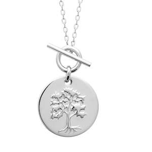Sterling Silver Tree of Life Fob Necklace 45cm